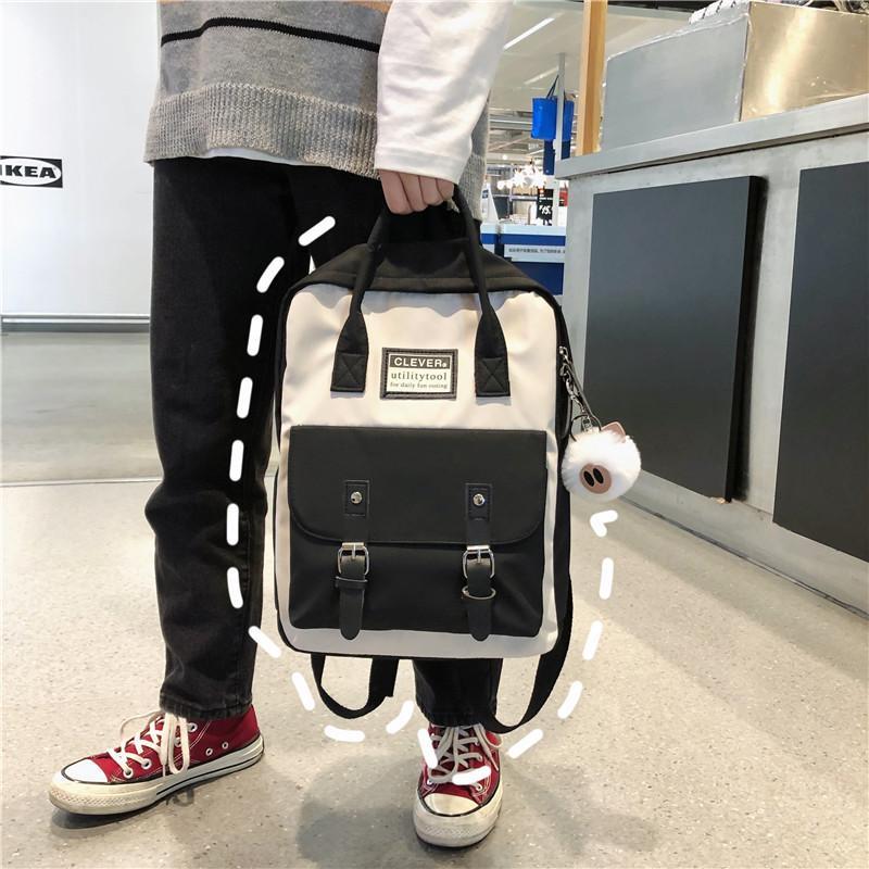 Сумка рюкзак для девочки подростка школьный стильный водонепроницаемый в стиле Канкен черный с брелком. - фото 2 - id-p1519071845