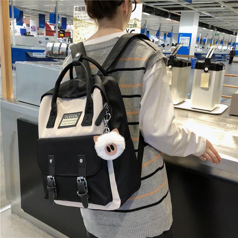 Сумка рюкзак для девочки подростка школьный стильный водонепроницаемый в стиле Канкен черный с брелком. - фото 3 - id-p1519071845