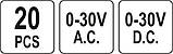 Провідники електричні з наконечниками до контрольні напругою. 0-30 V-AC/DC 20 елем. Yato YT-73079 (Польща), фото 4