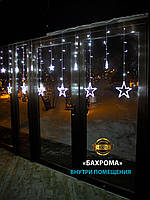 Гирлянда светодиодная Бахрома на окно Белая 3х0,95х0,55м 138 LED от сети Звезды