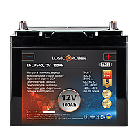 Акумулятор для автомобіля літієвий LP LiFePO4 12V - 100 Ah (+ праворуч, зворотна полярність) пластик