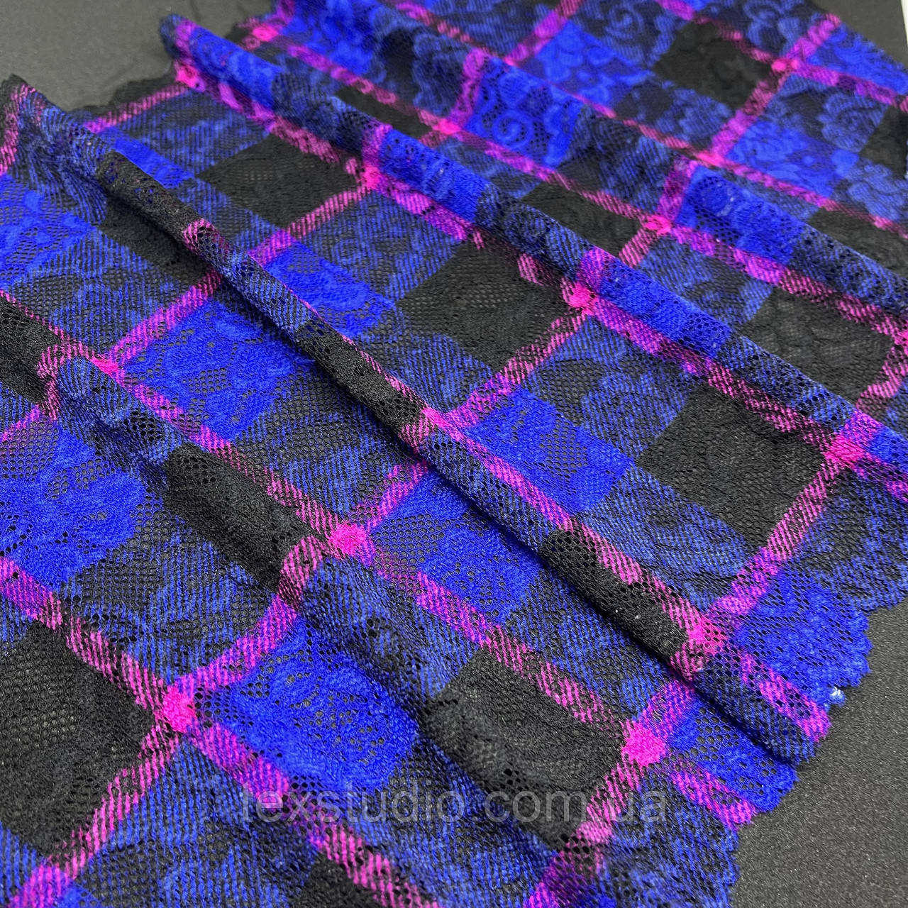 Мереживо "Dreams Scotland" (Дрімс шотландка) електрик еластичне 28 см.