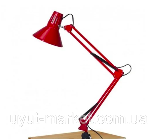Лампа настільна на струбціні E27 LMN093 червона, фото 1