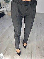 Жіночі замшеві штани на хутрі в чорному кольорі розмір 42, 48