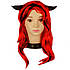 Перука з довгим червоним волоссям і чорними ріжками 68689, фото 2