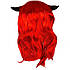 Перука з довгим червоним волоссям і чорними ріжками 68689, фото 4
