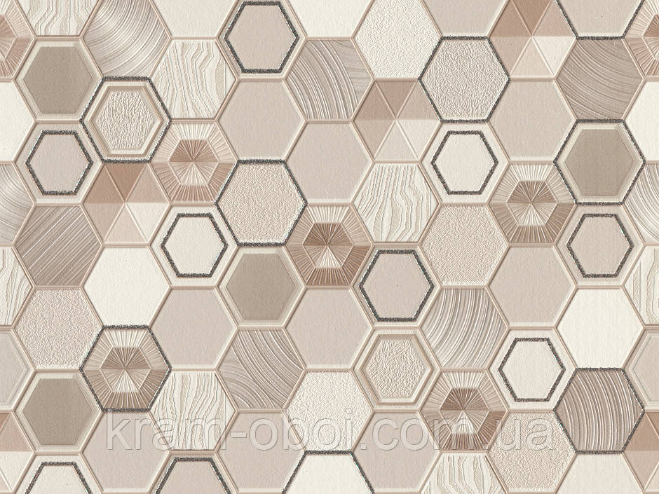 Шпалери Слов'янські Шпалери КФТБ вінілові на паперовій основі супермийка 10м*0,53 9В49 Куб 5800-01, фото 1