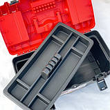 Ящик для інструментів Asrin plastik 19" зі вставною коміркою, червона кришка, фото 2
