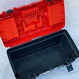 Ящик для інструментів Asrin plastik 19" зі вставною коміркою, червона кришка, фото 3