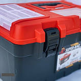 Ящик для інструментів Asrin plastik 19" зі вставною коміркою, червона кришка, фото 5