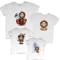 Футболки новорічні Фемілі Лук Family Look для всієї родини "Леви: моряк, король, пірат, з кулями" Push IT
