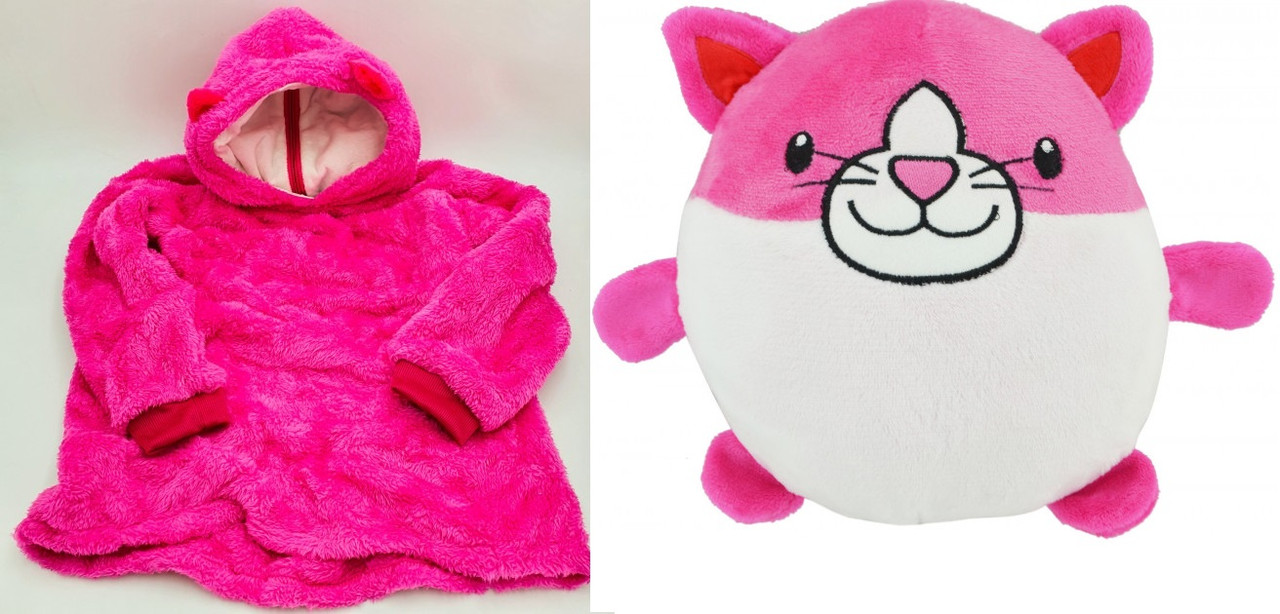 Трансформований в іграшку дитячий плед-худі з капюшоном Huggle Pets Рожевий