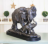 Статуетка Слонева зі слоненям на дерев'яній підставці 40*15*19 з полістоуну, фото 8