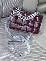 Жіноча сумка в стилі Bottega Veneta Cassette Боттега Венета коричнево баклажанова, сумки крос боді