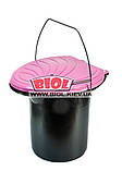 Відро-туалет пластикове 20 л 44х36х37 см із сидінням і металевою ручкою (колір — чорно-рожеве), фото 2