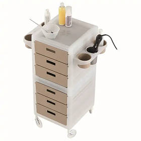 Візок для інструментів перукаря MY ICE Перукарня візок-помічник (Італія), прозора з шухлядками капучіно