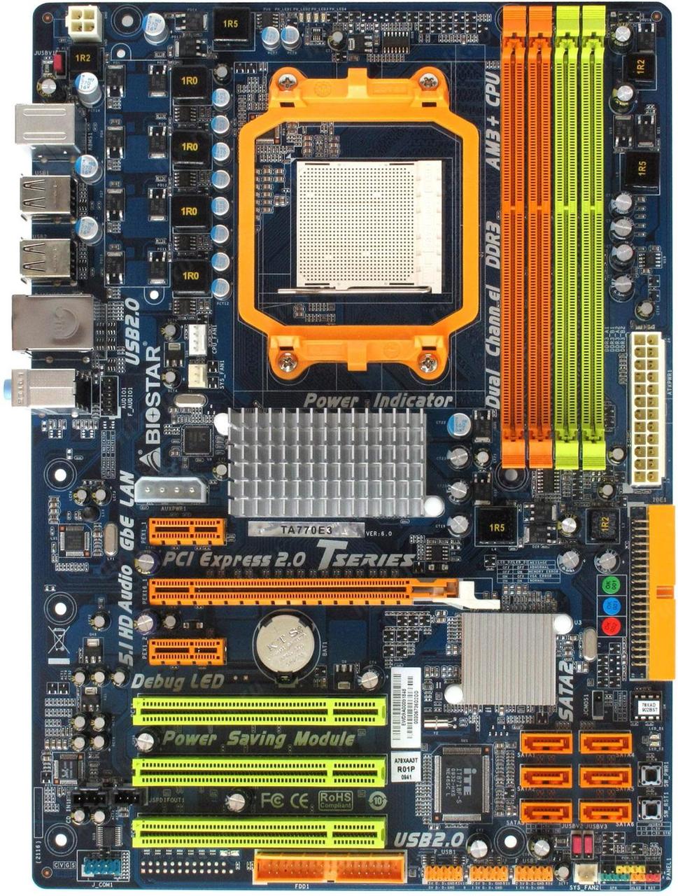 Материнська плата Biostar TA770E3 Socket AM3, + задня планка