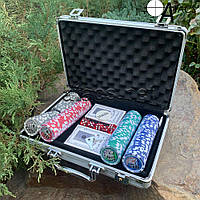 Покерный набор в алюминиевом кейсе на 200 фишек с номиналом