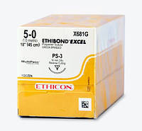 Этибонд Эксель (Ethibond Excel) 2/0, PTFE 10шт по 75см, 2 кол-реж. иглы 17мм W10B55
