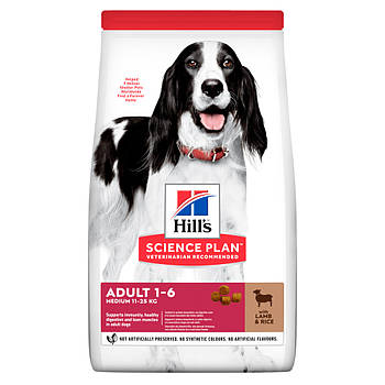 Сухий корм з ягням для дорослих собак середніх порід Hill's SP Canine Adult Medium Breed Lamb & Rice 14кг