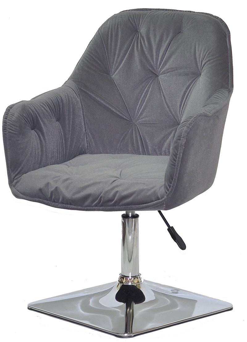 Крісло Mario 4CH-Base сірий В-1004 велюр хромована квадратна опора, поворотне з регулюванням висоти, фото 1