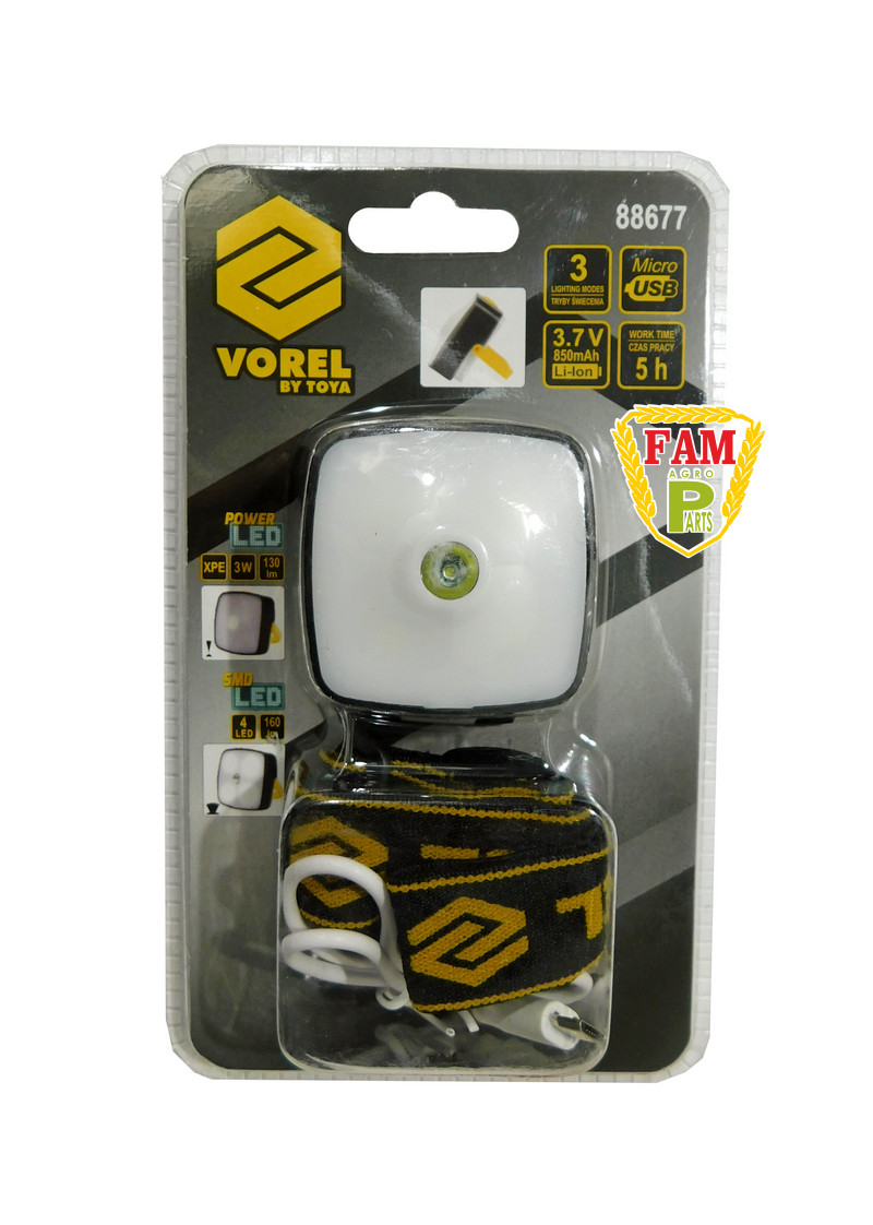 Фонарь налобный светодиодный VOREL Xpe Cree, 88677 - фото 1 - id-p1519187289