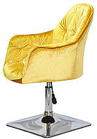 Крісло Mario 4CH-Base жовтий Y-10 велюр хромована квадратна опора, поворотне з регулюванням висоти, фото 5
