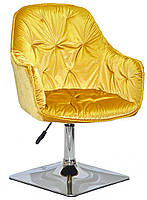 Крісло Mario 4CH-Base жовтий Y-10 велюр хромована квадратна опора, поворотне з регулюванням висоти, фото 7