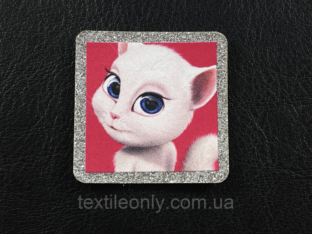 Нашивка Кішечка/Кішка/Cat блискітки срібло 40х40 мм