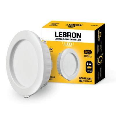 Світлодіодний світильник Lebron L-DR-641, 6 W, 420 Lm, 4100 K, вбудований, фото 1