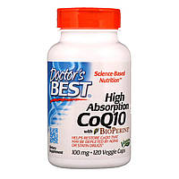 Doctor's Best, коэнзим Q10 с высокой степенью всасывания с BioPerine, 100 мг, 120 капсул