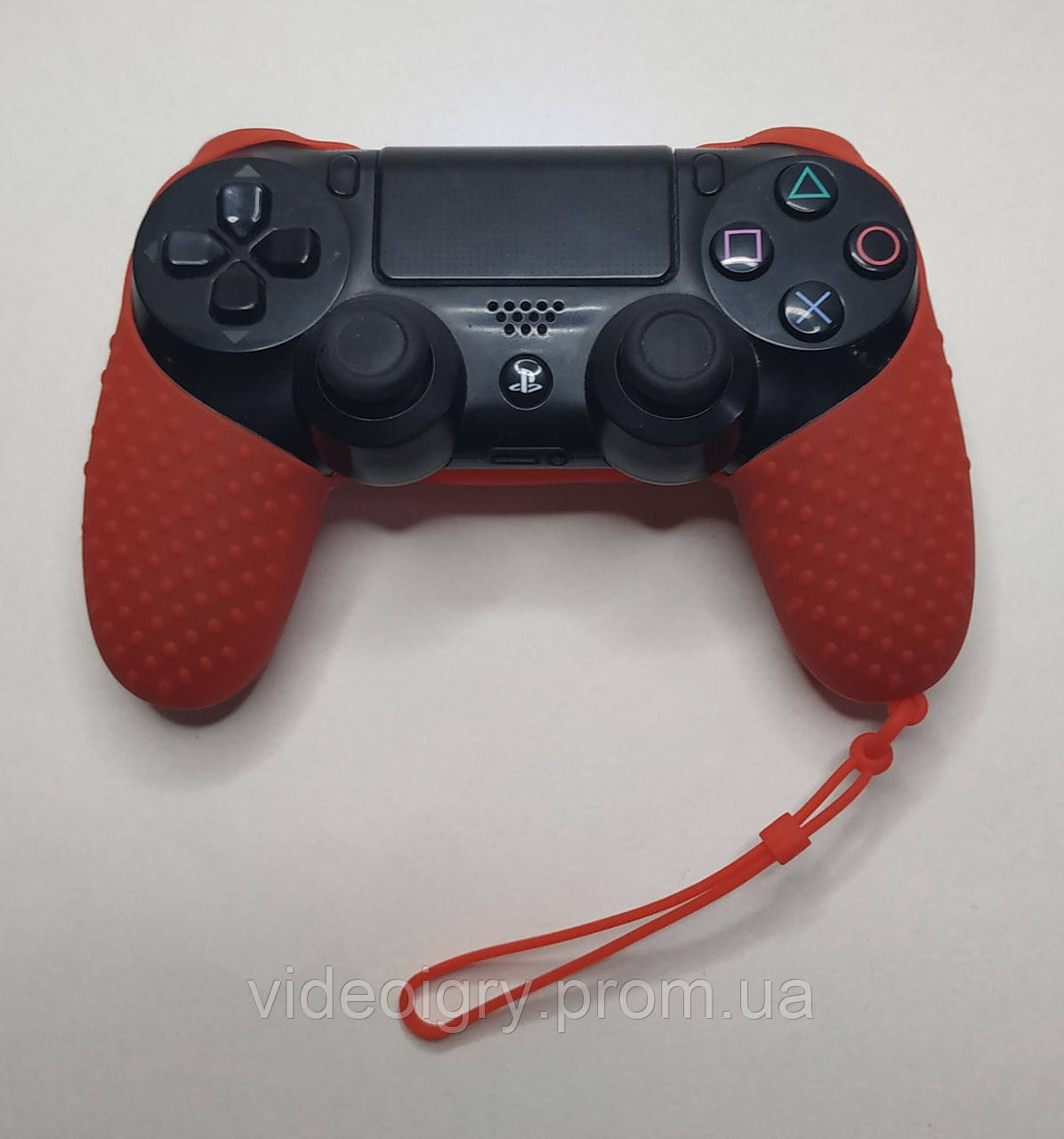 Силіконовий чохол з ремінцем для джойстика Dualshock 4 PS4 (червоний)