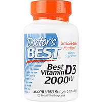 Doctor's Best, витамин D3, 50 мкг (2000 МЕ), 180 капсул