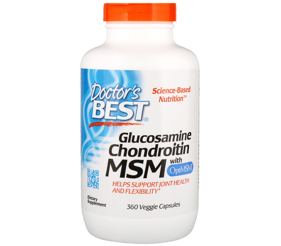 Doctor's Best, глюкозамін, хондроїтин і МСМ з OptiMSM, 360 вегетаріанських капсул, фото 1