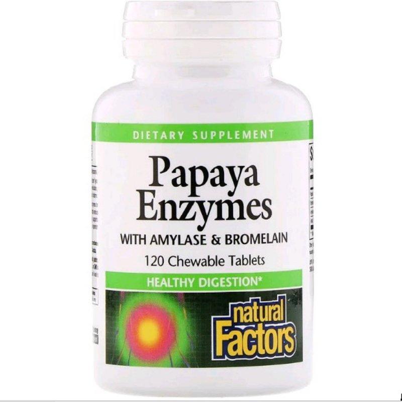 Natural Factors, Papaya Enzymes with Amylase & Bromelain, 120 жувальних таблеток