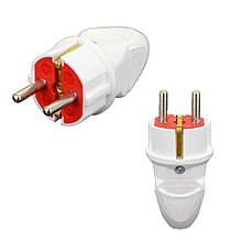 Вилка з заземленням, 16А, сапфір, біла, AY-KA