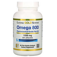 Омега 800 - Рыбий жир фармацевтического качества, 1000 мг (California Gold Nutrition) 90 желатиновых капсул