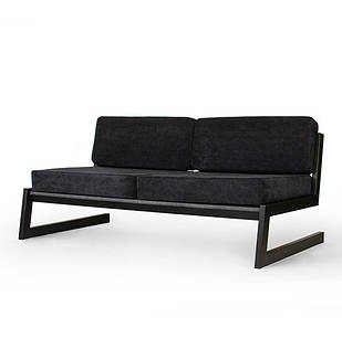 Чорний диван "SOFT" в стилі LOFT з металу і тканини