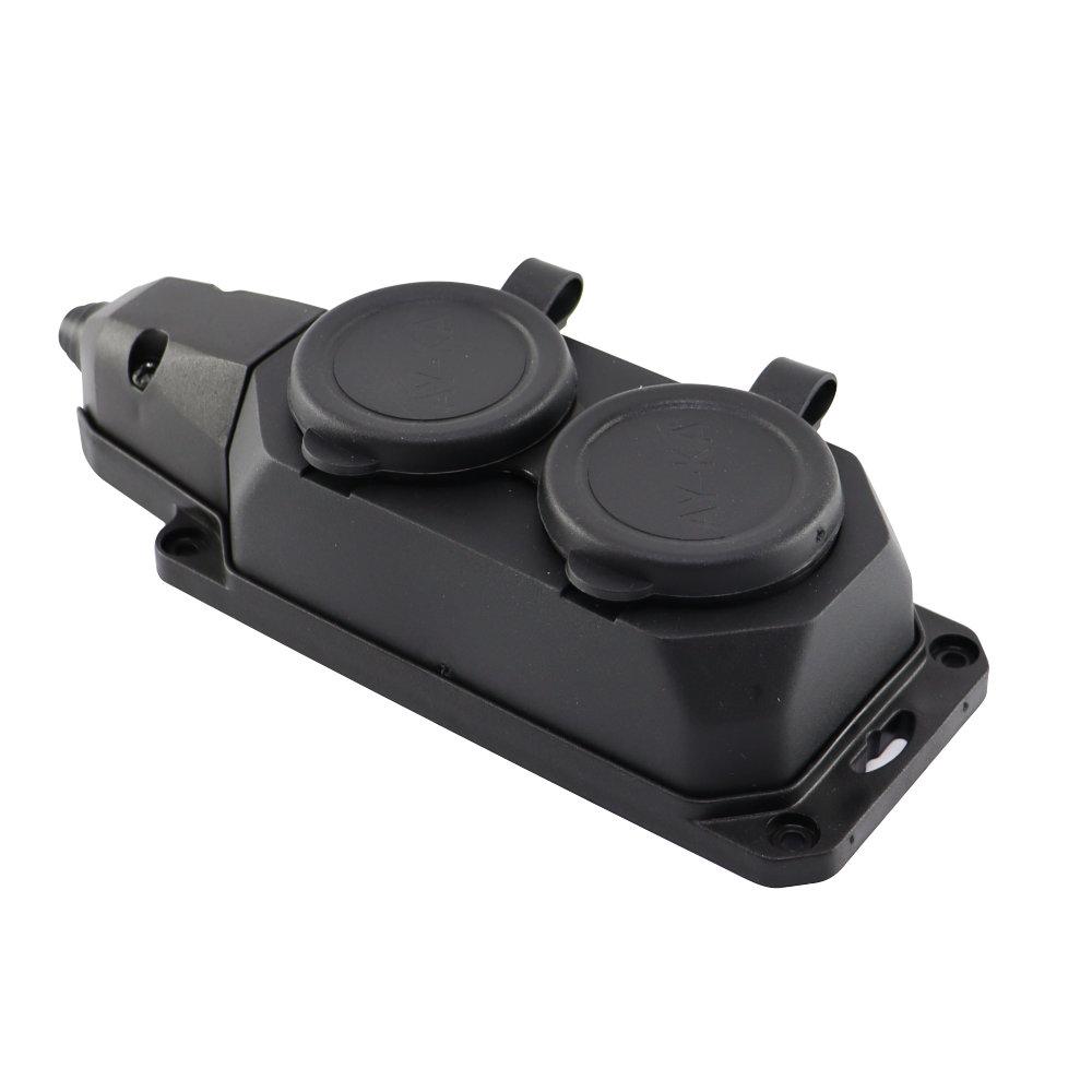 Колодка 2 гнізда з заземленням, 16А, каучук, IP44, AY-KA