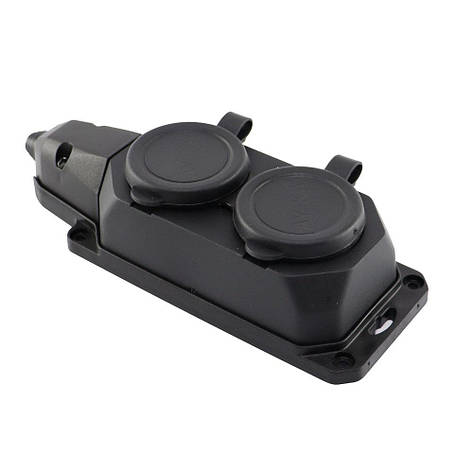 Колодка 2 гнізда з заземленням, 16А, каучук, IP44, AY-KA, фото 1