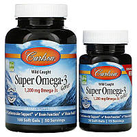 Carlson Labs, Wild Caught Super Omega-3 Gems, високоефективна омега-3 з морської риби, 600 мг, 100 плюс 30 до