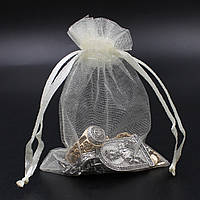 Подарункові мішечки з органзи лимонний однотонний розмір виробу 7х9 см із затяжками в пакованні 100 штук