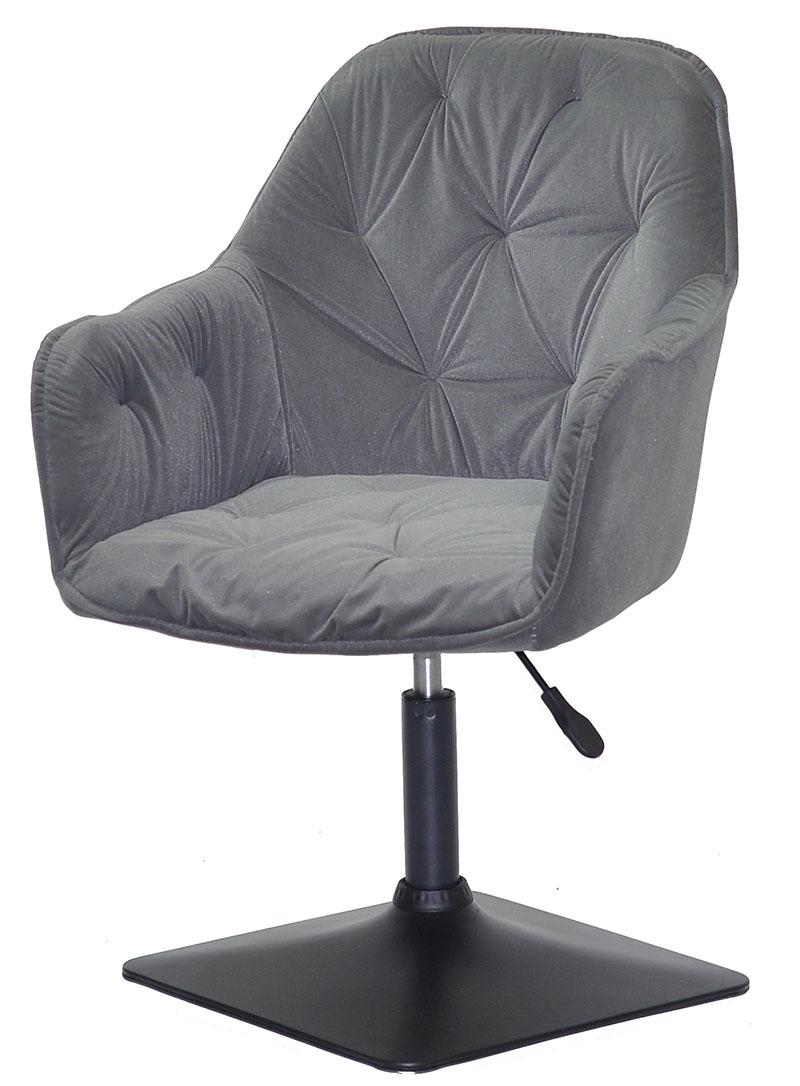 Крісло Mario 4 BK-Base сірий В-1004 велюр чорна квадратна опора, поворотне з регулюванням висоти, фото 1