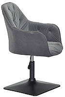 Крісло Mario 4 BK-Base сірий В-1004 велюр чорна квадратна опора, поворотне з регулюванням висоти, фото 4