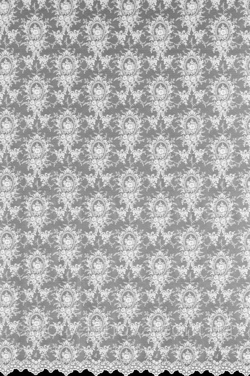 Французский гипюр, гипюр тюль, тюль в стиле прованс цветы и коронки белый - фото 2 - id-p109996408