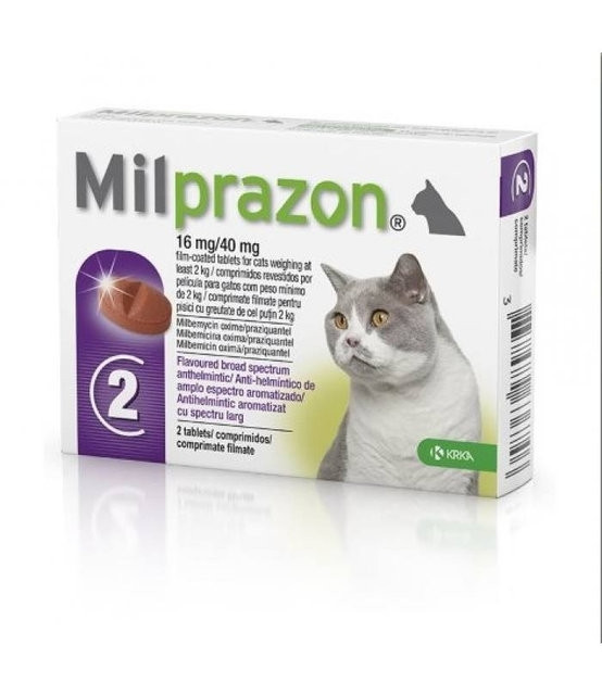 Мілпразон 16мг/40мг Milprazon для котів більше 2 кг таблетки від глистів, 1 таблетка