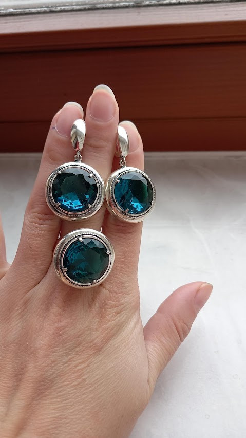 Срібний комплект від Хартов з бірюзовими камінням, фото 1