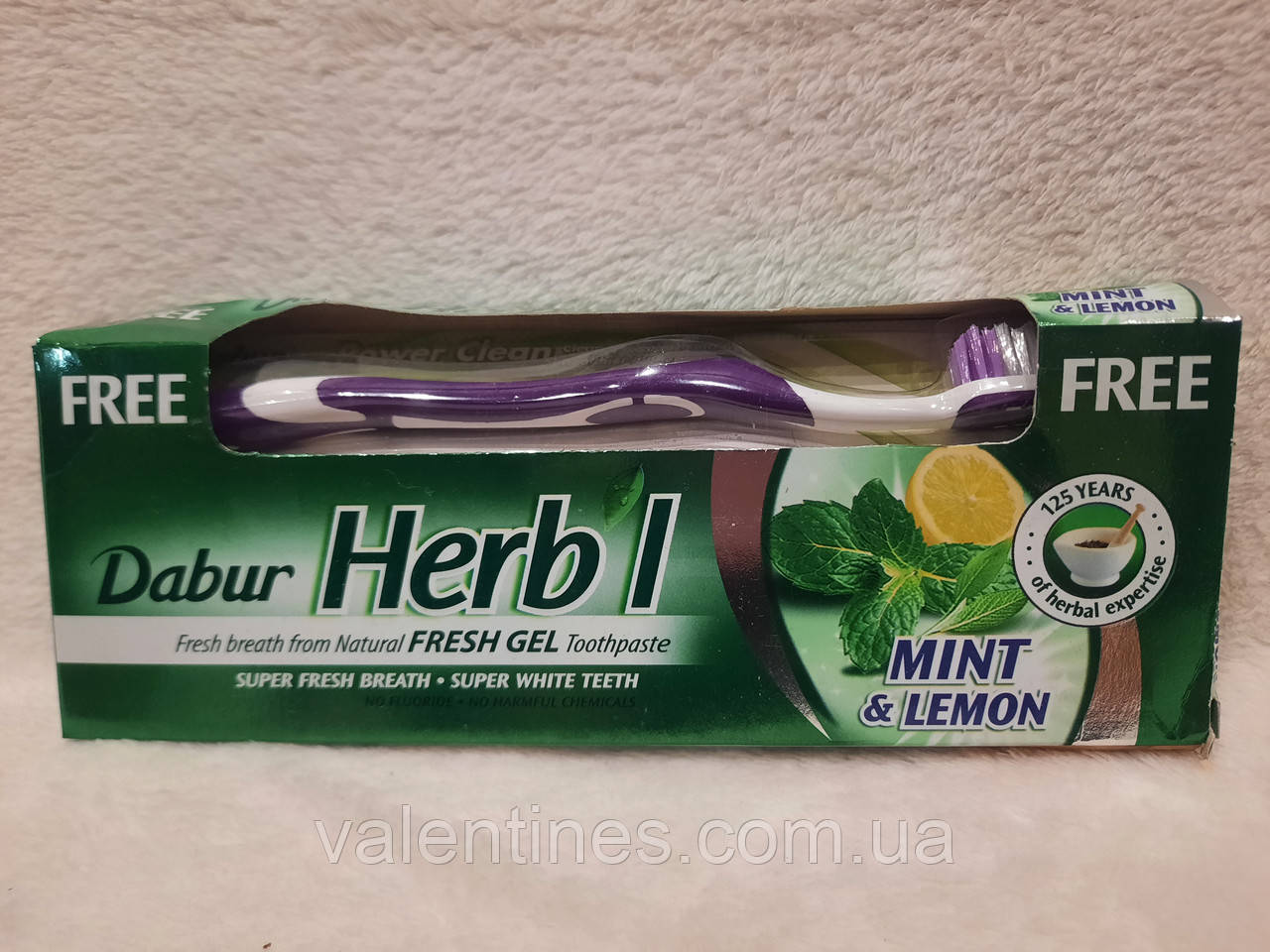 *Зубна паста Хербал, лимон із м'ятою/Dabur Herb'l Salt & lemon/150 г + зубна щітка* Єгипетська, фото 1