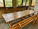Дерев'яний садовий комплект 1,95м (Стіл та 2 Лавки) "Садиба". Колір: Дуб, фото 5