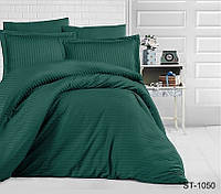 Страйп-Сатин постельное белье зеленого цвета полуторный комплект на молнии LUXURY ST-1050